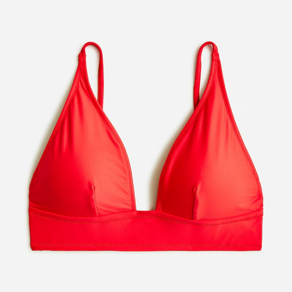 J.Crew Plus V Neck Moderate Coverage Bikini Top, 3xl, Red